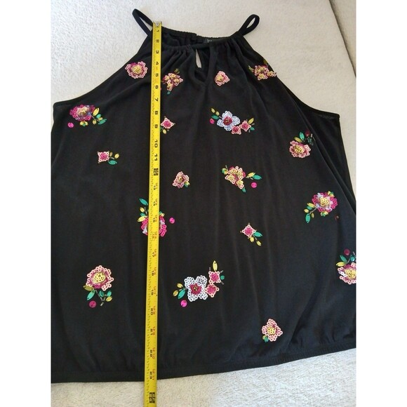 INC International Concepts Women's Embellished Bubble Hem Halter Top Black PXL - Picture 11 of 16